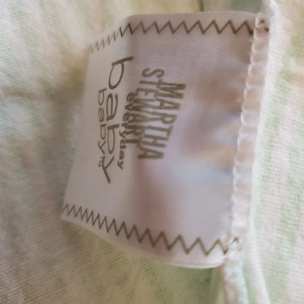 VINTAGE MARTHA STEWART EVERYDAY BABY BLANKET Green STRIPED 33 X 28‎ 100% COTTON